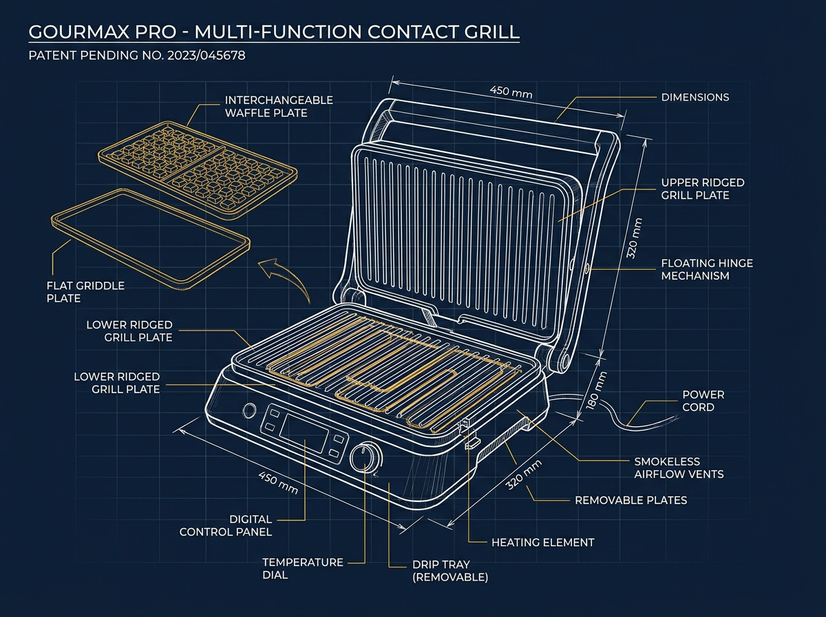 Gourmax Pro engineering spec sketch